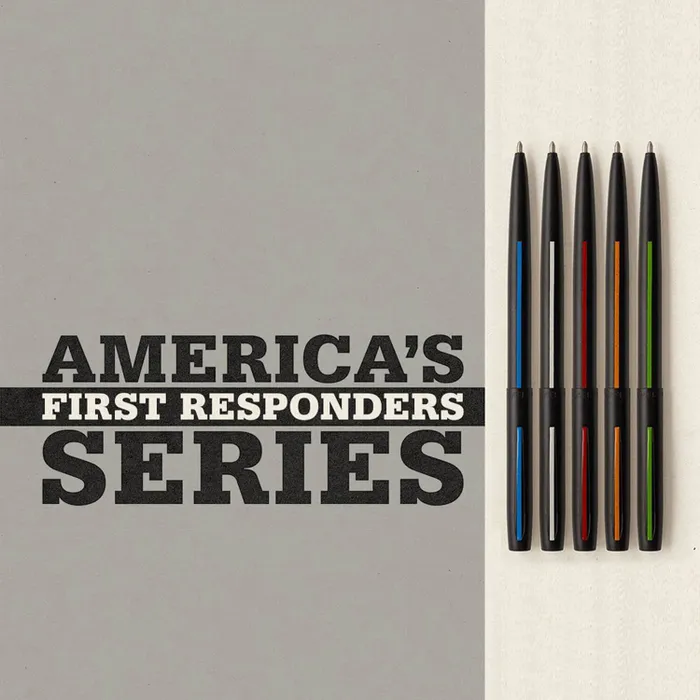Fisher Space Non-Reflective Cap-O-Matic Firefighter Ballpoint Pen Matte Black and Red