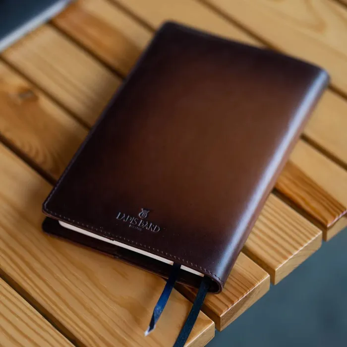 Lapis Bard A5 Leather Notebook Jacket - Cognac