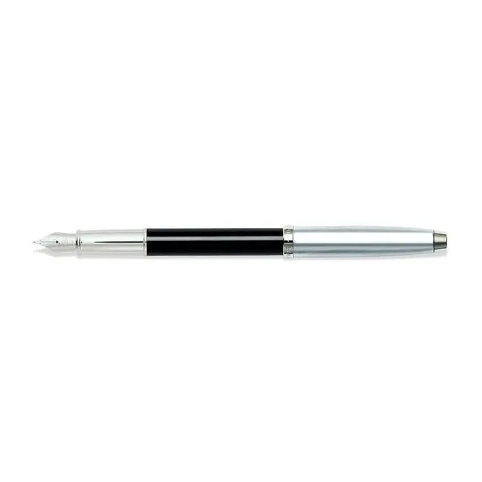 Sheaffer 9313 Gift 100 Fountain Pen (Medium) Glossy Black and Brushed Chrome with Chrome Plated Trim
