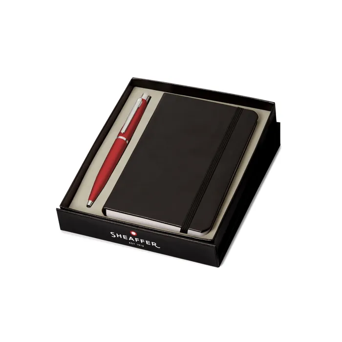Sheaffer Gift Set VFM Ballpoint Pen with Small Notebook  Excessive Red with Chrome Trims