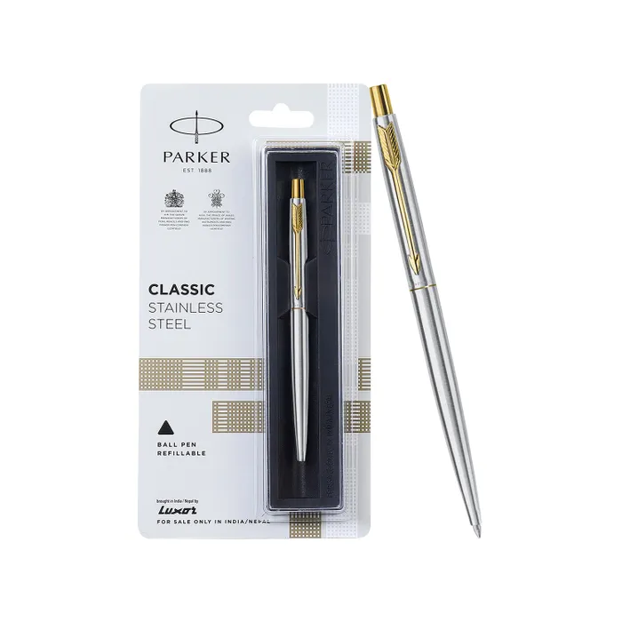 Parker Classic Stainless Steel Ballpoint Pen With Gold Trim