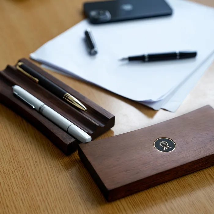 Lapis Bard Contemporary Torque Hickory Ballpoint Pen - Brown with Gold Trims