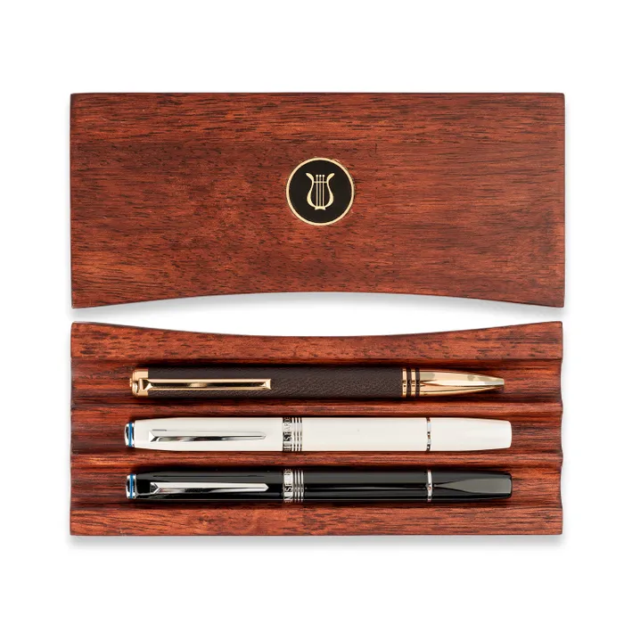 Lapis Bard Contemporary Torque Hickory Ballpoint Pen - Brown with Gold Trims