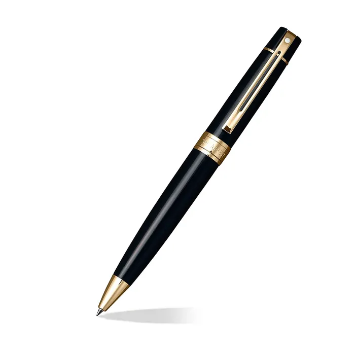 Sheaffer Gift Set 300 Ballpoint Pen with Credit Card Holder  Glossy Black with Gold Trims
