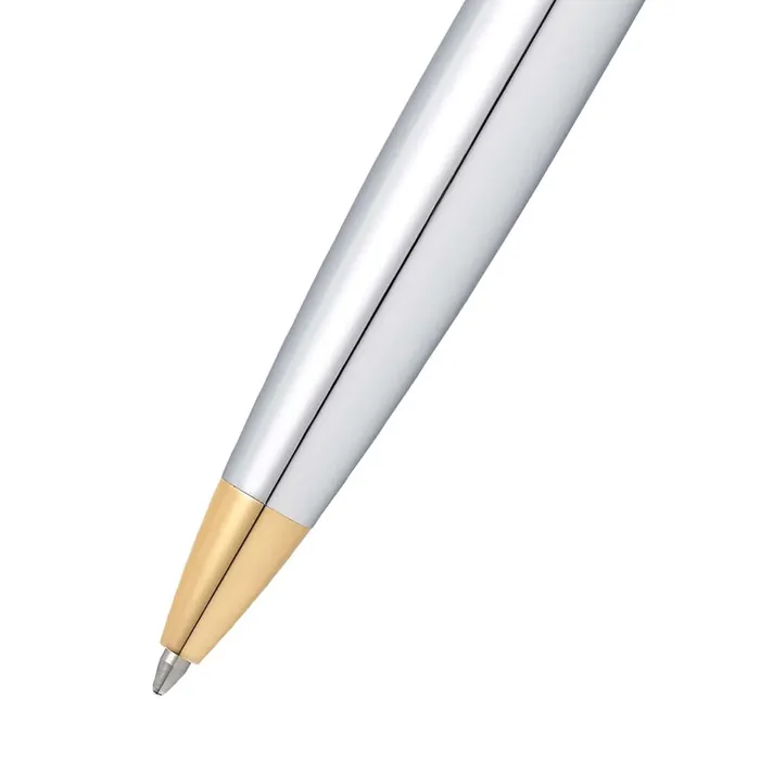 Sheaffer Gift Set 300 Ballpoint Pen with Table Clock  Bright Chrome with Gold Trims
