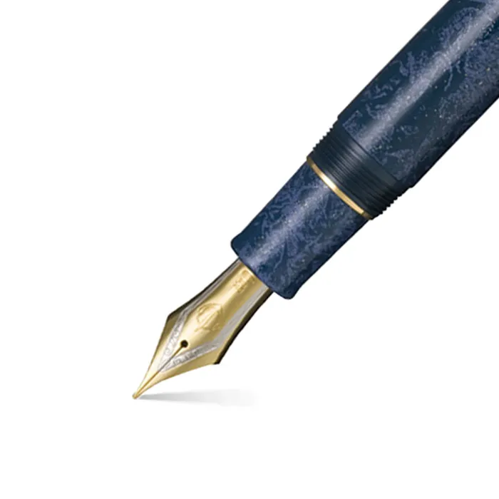 Sailor Iro Miyabi II Kon Ruri King of Pens Fountain Pen (21K Broad) - Blue With Gold Trims