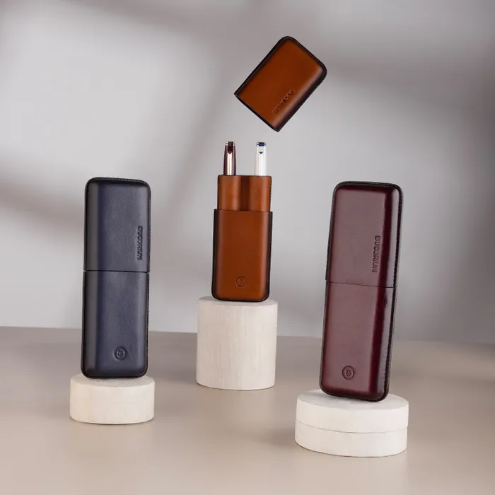 Lapis Bard Ducorium Moulded Pen Case - Cognac