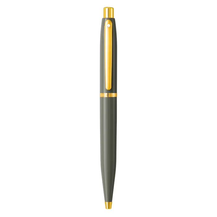 Sheaffer VFM 9427 Glossy Light Gray Ballpoint Pen With PVD Gold-Tone Trim