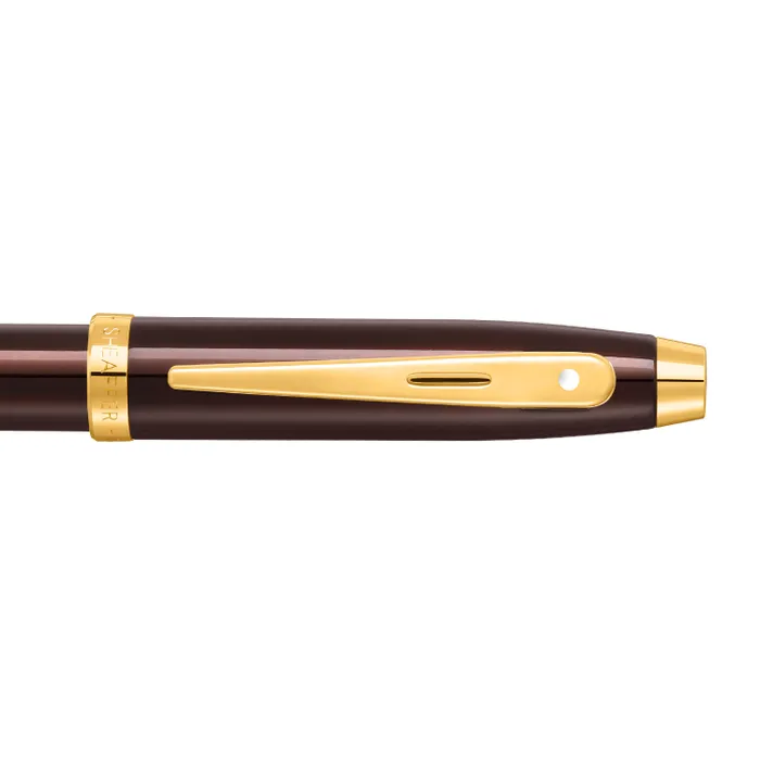 Sheaffer 100 9370 Glossy Coffee Brown Ballpoint Pen With PVD Gold-Tone Trim