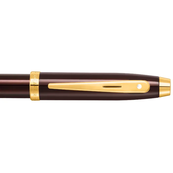 Sheaffer 100 9370 Glossy Coffee Brown Fountain Pen With PVD Gold-Tone Trim - Medium