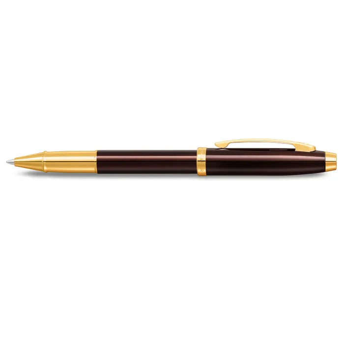 Sheaffer 100 9370 Glossy Coffee Brown Rollerball Pen With PVD Gold-Tone Trim