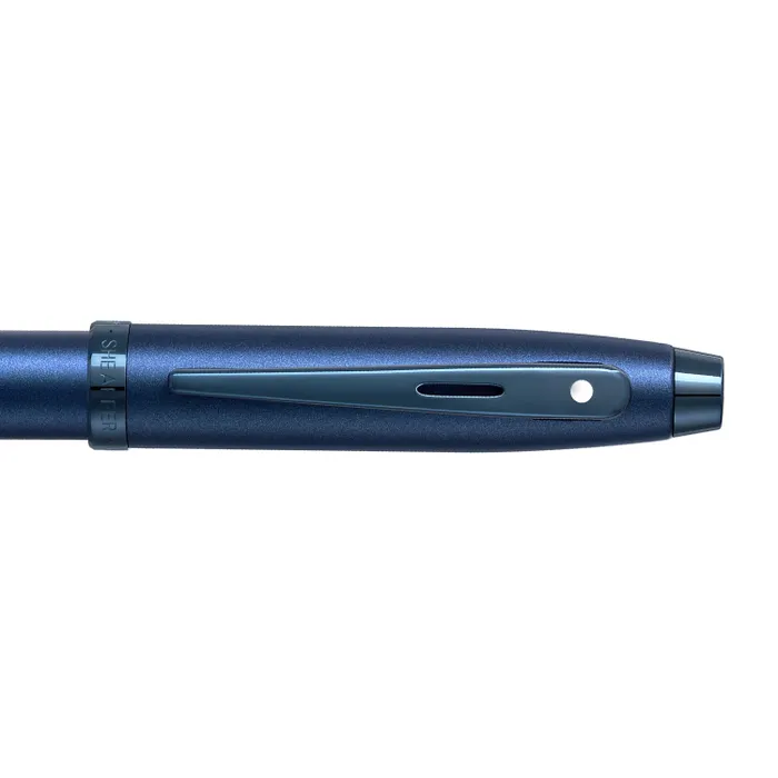Sheaffer 100 9371 Satin Blue Ballpoint Pen With PVD Blue Trim