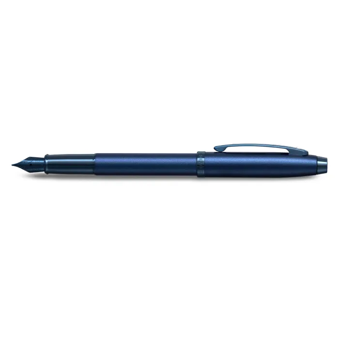 Sheaffer 100 9371 Satin Blue Fountain Pen With PVD Blue Trim - Medium