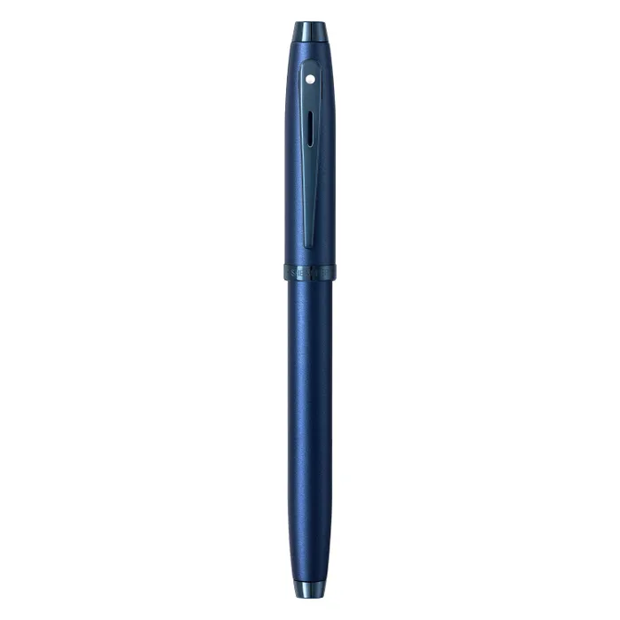 Sheaffer 100 9371 Satin Blue Rollerball Pen With PVD Blue Trim