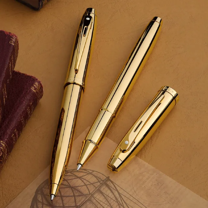 Sheaffer 100 9372 Glossy PVD Gold Rollerball Pen With PVD Gold Trim