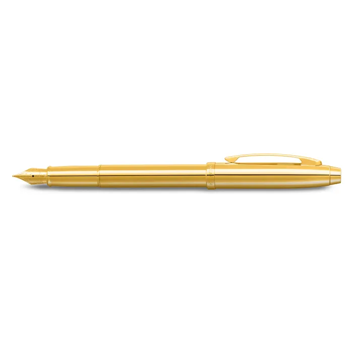 Sheaffer 100 9372 Glossy PVD Gold Fountain Pen With PVD Gold Trim - Medium