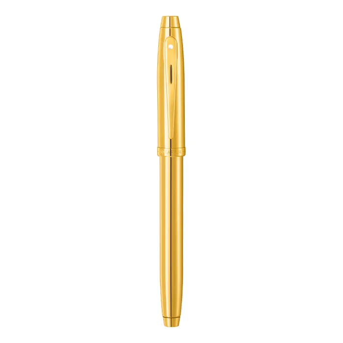 Sheaffer 100 9372 Glossy PVD Gold Fountain Pen With PVD Gold Trim - Medium