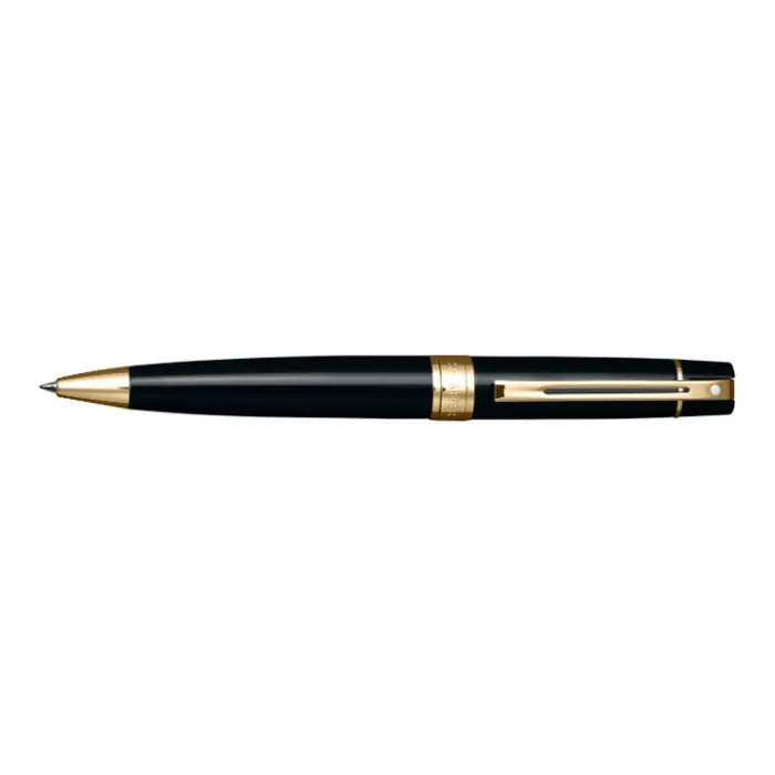 Sheaffer Gift Set Glossy Black 300 9325 Ballpoint Pen With Gold-Tone Trim Pen Pouch