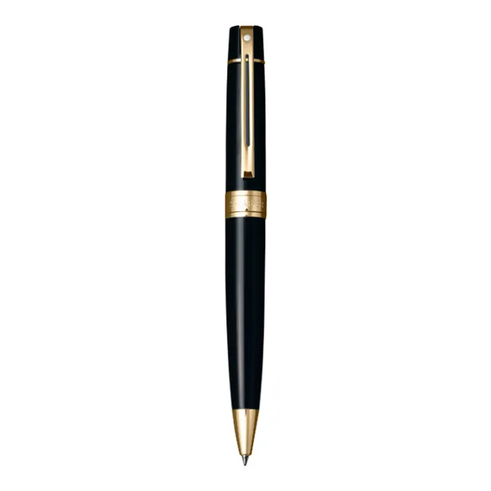 Sheaffer Gift Set Glossy Black 300 9325 Ballpoint Pen With Gold-Tone Trim Pen Pouch