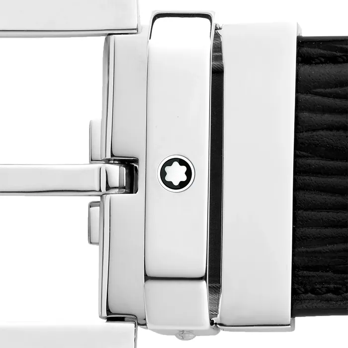 Montblanc 131171 Bark Print Leather Belt (35 mm) - Black