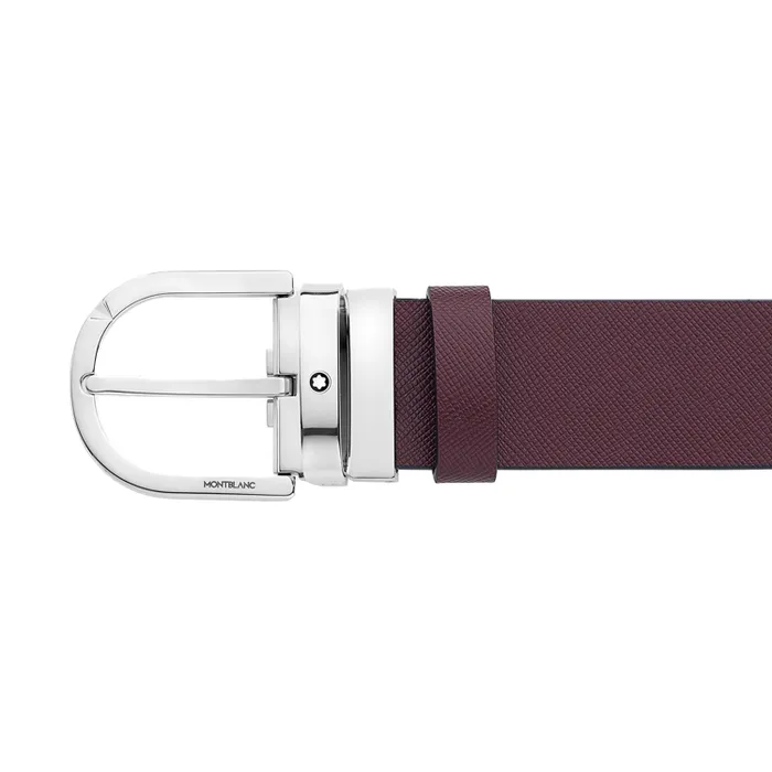 Montblanc 131176 Reversible Leather Belt (35 mm) - Black/Mosto