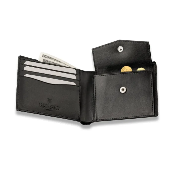 Lapis Bard Carbon Black Bifold Wallet with Coin Pocket - Black