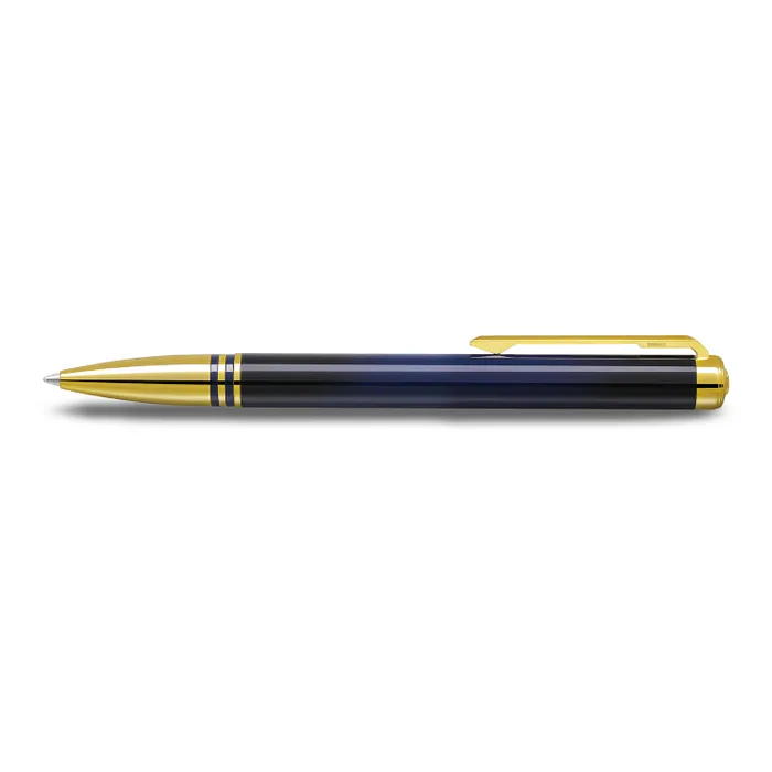 Lapis Bard Gift Set Torque Ballpoint Pen with Ducorium Business Card Holder - Blue with Gold Trims