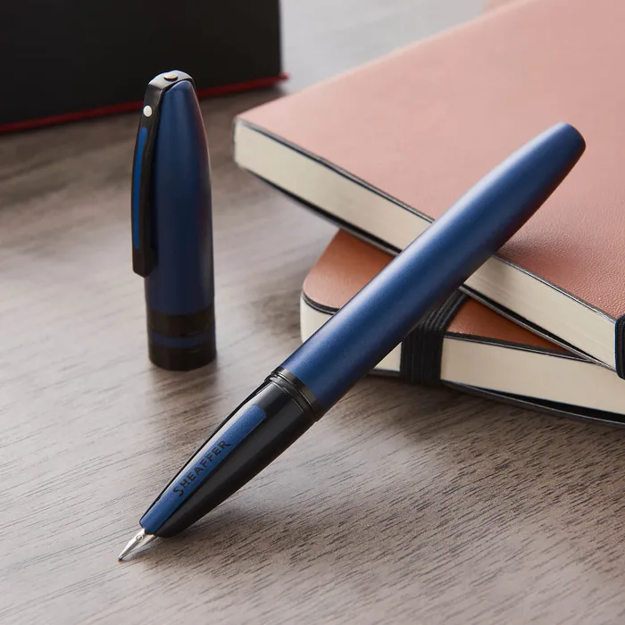 Sheaffer ICON 9110 Metalic Blue Fountain Pen With Gloss Black PVD Trim - Medium