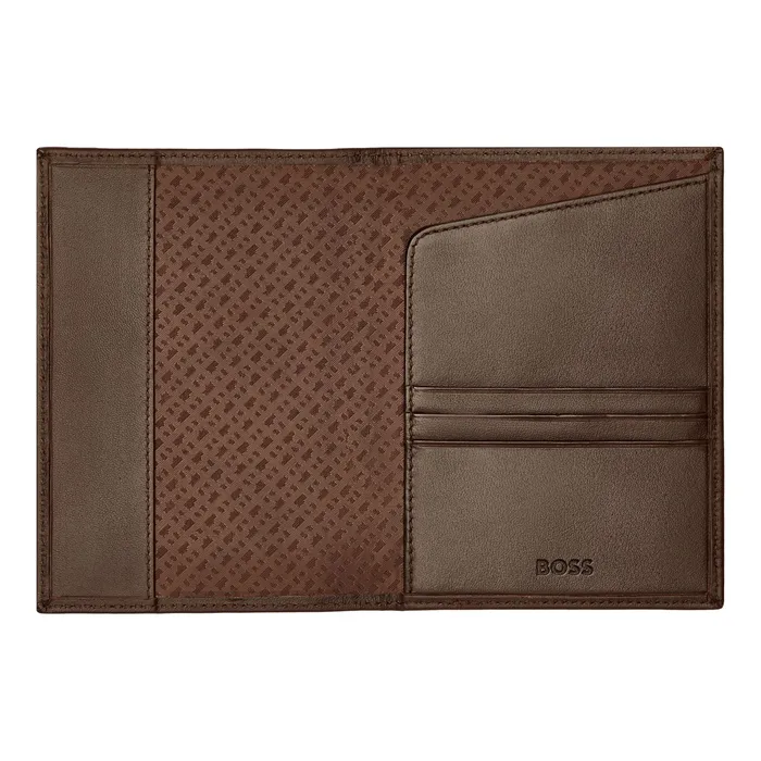Boss Passport Holder Classic Smooth Brown