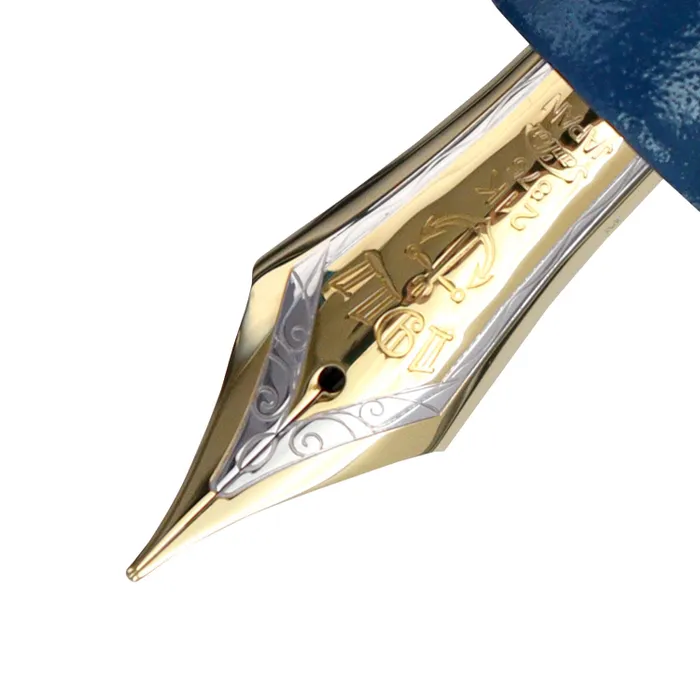 Sailor Iro Miyabi I Fukaai King of Pens Fountain Pen (21K Broad) - Blue With Gold Trims