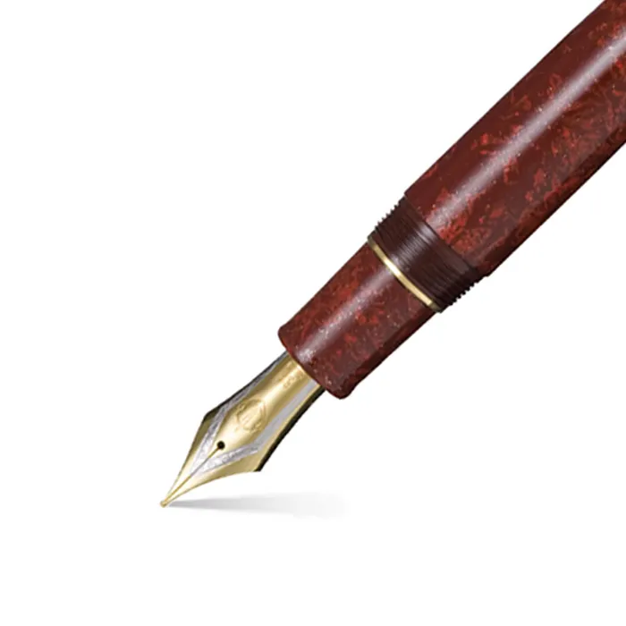 Sailor Iro Miyabi II Fukaki Are King of Pens Fountain Pen (21K Broad) - Red With Gold Trims