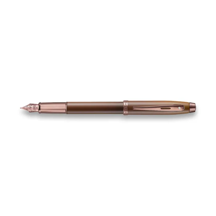 Sheaffer 100 9374 Coffee Edition Matt Brown Fountain Pen with Regal Brown PVD Trims - Fine