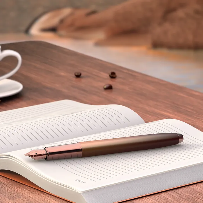 Sheaffer 100 9374 Coffee Edition Matt Brown Fountain Pen with Regal Brown PVD Trims - Fine