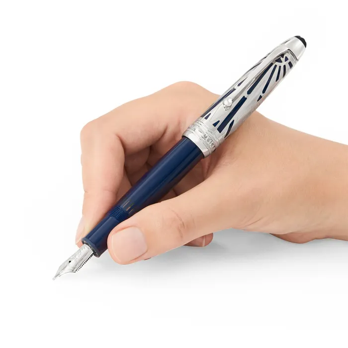 Montblanc 131346 MeisterstÃ¼ck The Origin Collection Doue Legrand Fountain Pen (14K Medium) - Blue With Platinum Trims