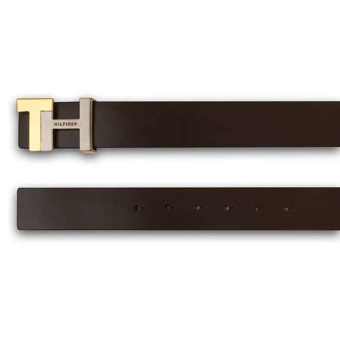 Tommy Hilfiger Liv Reversible Semi Formal Belt Medium - Brown And Navy