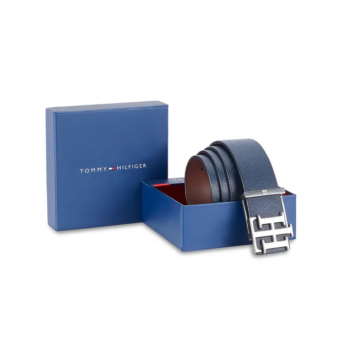 Tommy Hilfiger Hobro Reversible Casual Belt Extra Large - Navy And Brown