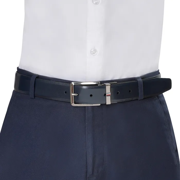 Tommy Hilfiger Keeney Reversible Casual Belt Medium - Navy And Wine