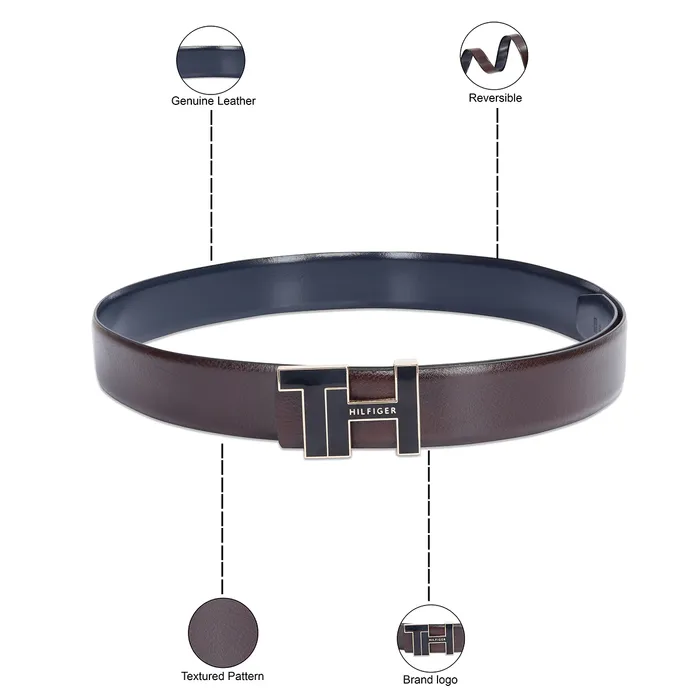 Tommy Hilfiger Bensted Reversible Semi Formal Belt Medium - Brown And Navy