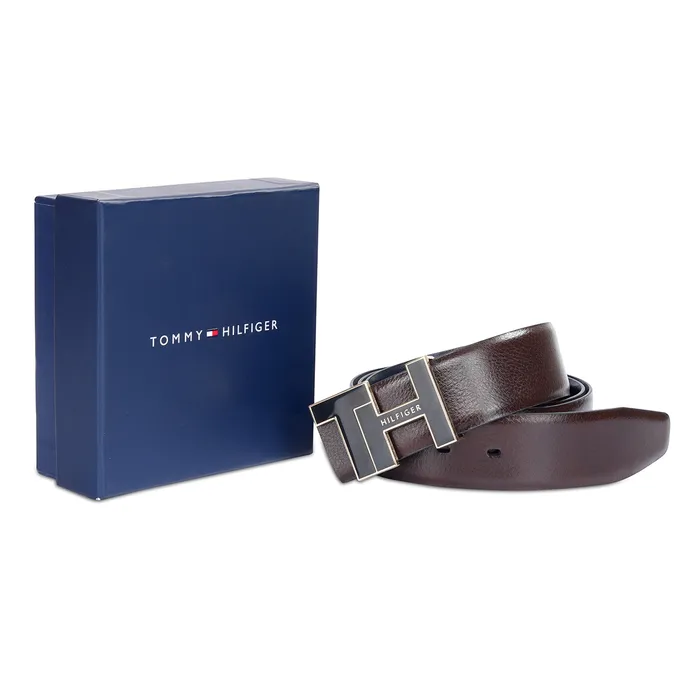 Tommy Hilfiger Bensted Reversible Semi Formal Belt Medium - Brown And Navy