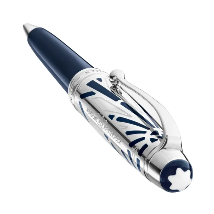 Montblanc 131348 MeisterstÃ¼ck The Origin Collection Doue Midsize Ballpoint Pen - Blue With Platinum Trims