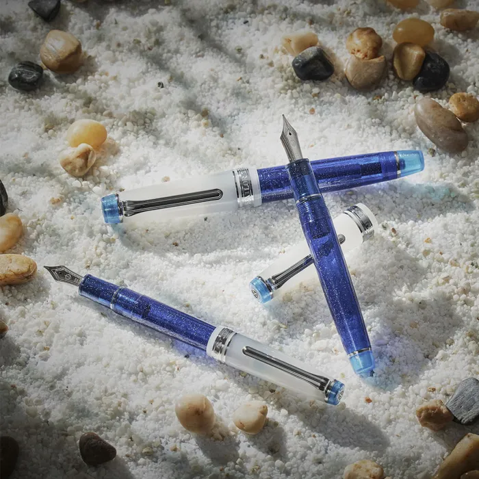 Sailor Professional Gear Sunlight from the Ocean Floor Umizoko kara Taiyo Fountain Pen (21K Broad) - Blue With Rhodium-Plated Trims