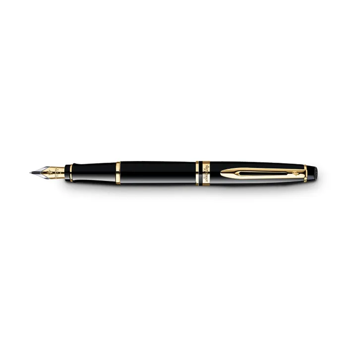 Waterman Expert Black Gold Trim Fountain Pen - Medium