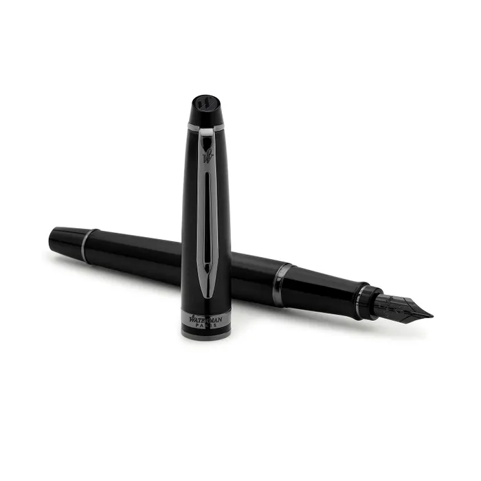 Waterman Expert Metallic Black Ruthenium Trims Fountain Pen - Medium