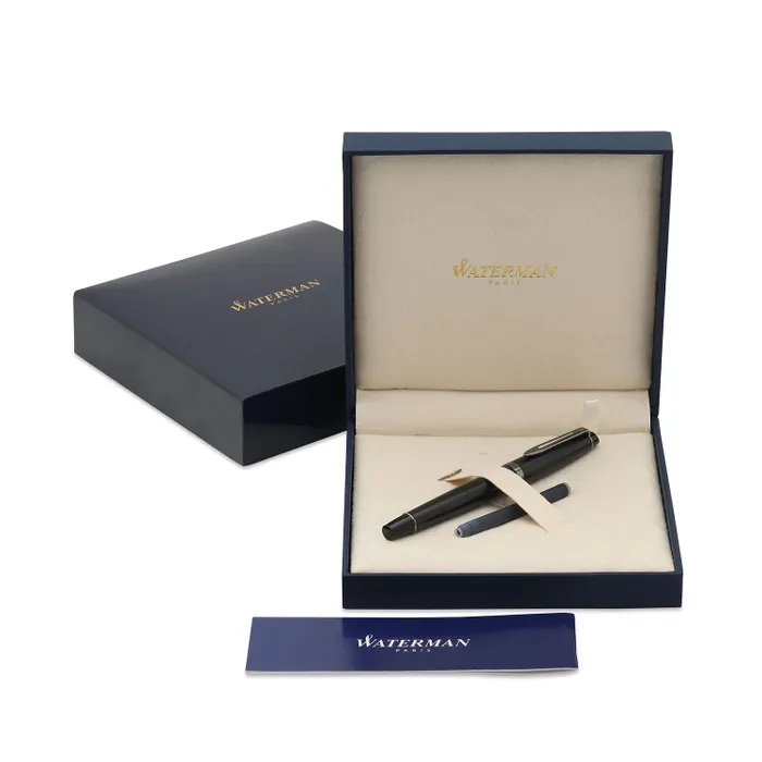 Waterman Expert Metallic Black Ruthenium Trims Fountain Pen - Medium