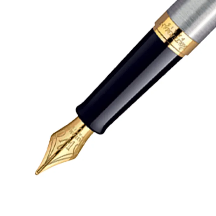 Waterman Hemisphere Stainless Steel Gold Trim Fountain Pen - Medium