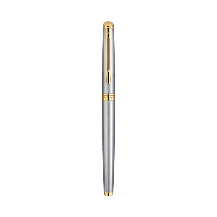 Waterman Hemisphere Stainless Steel Gold Trim Fountain Pen - Medium