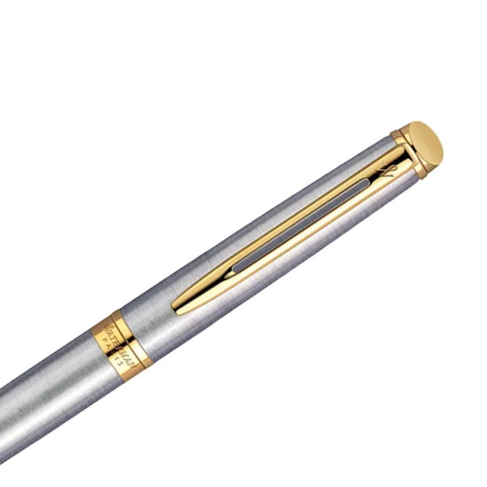 Waterman Hemisphere Stainless Steel Gold Trim Fountain Pen - Medium