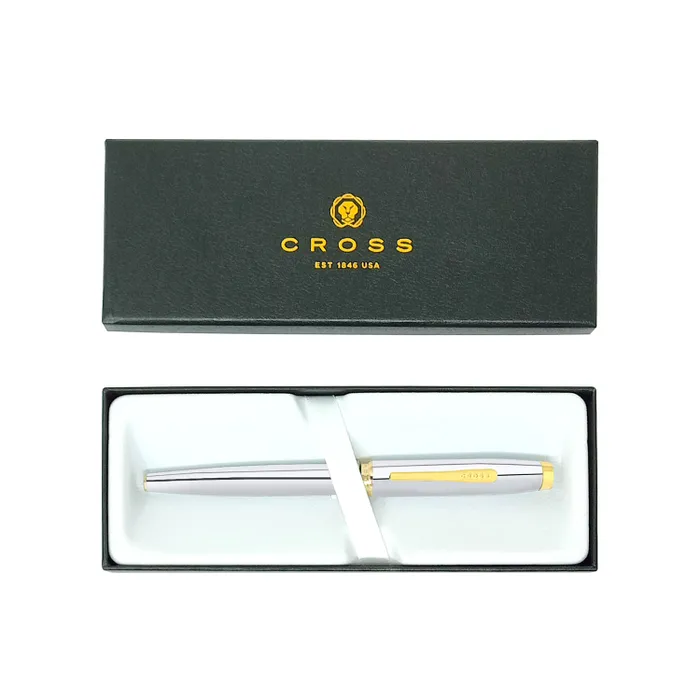 Cross Coventry Polished Chrome Rollerball Pen with Gold Trims