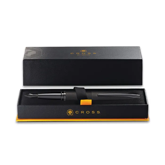 Cross ATX Brushed Black Fountain Pen with Black PVD Trims - Fine