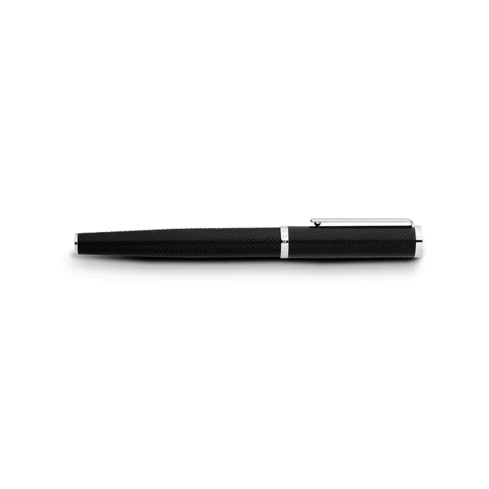 Hugo Boss Formation Herringbone Rollerball Pen with Chrome Trims - Black